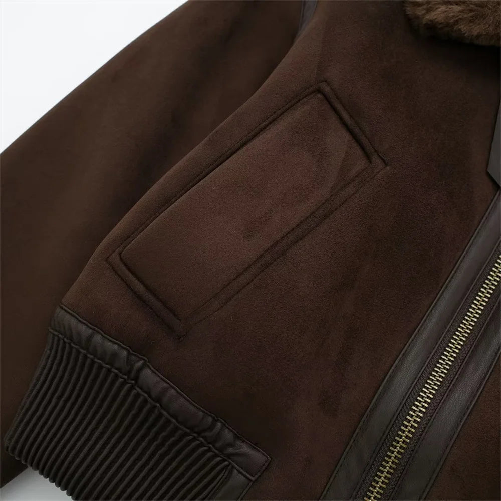 Jaqueta Feminina com Gola Alta Modelagem Solta Dupla Face – (Promoção de Inverno 2026)