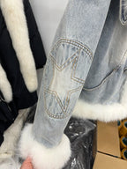 Jaqueta Jeans Feminina com Gola e Forro de lã – (Promoção de Inverno 2026)