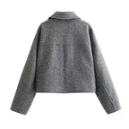 Jaqueta Feminina Curta em Tweed com Zíper - Modelo Cropped