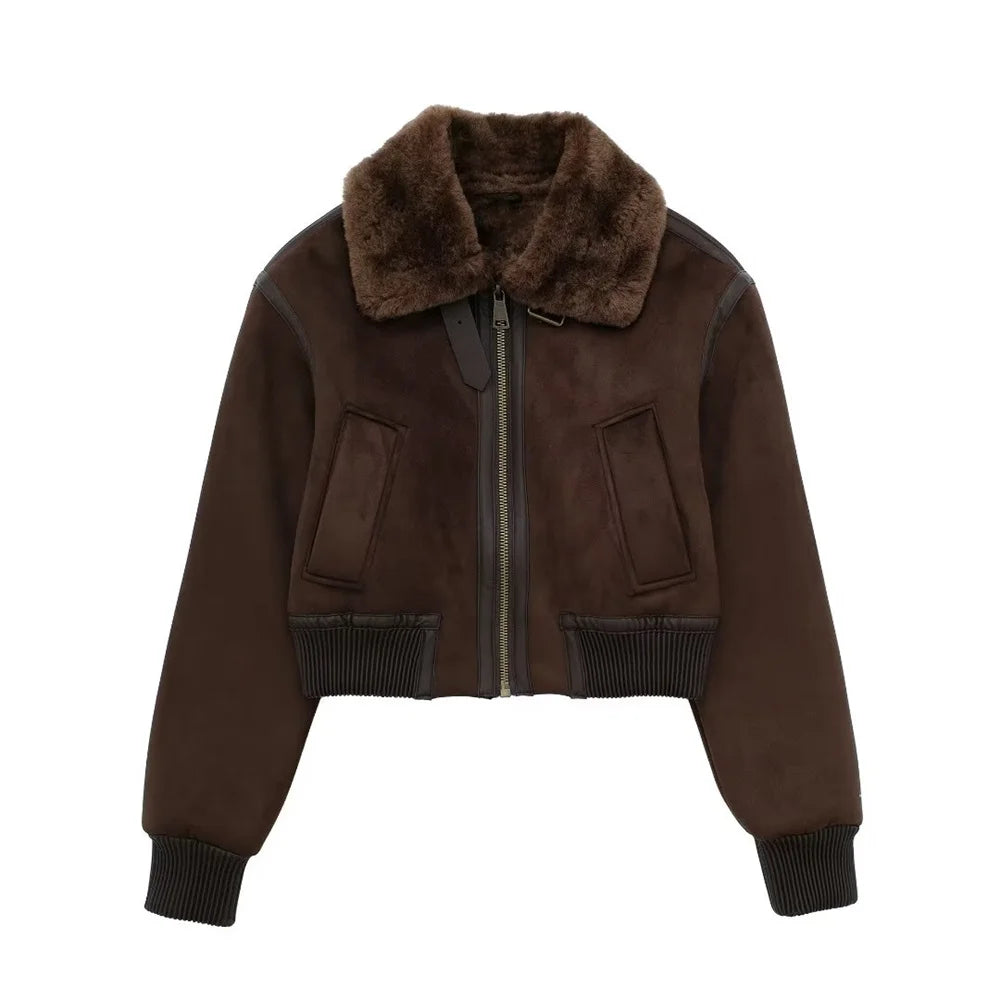 Jaqueta Feminina com Gola Alta Modelagem Solta Dupla Face – (Promoção de Inverno 2026)