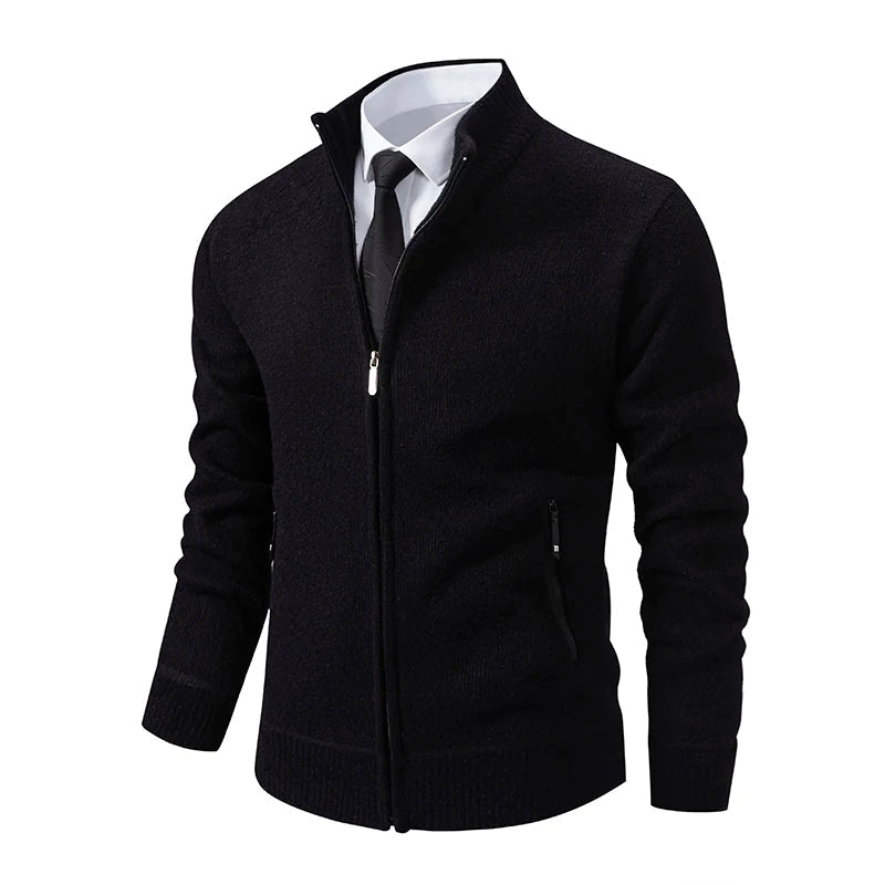 Jaqueta Masculina Cardigan com Gola Dobrável Forro Fleece Estilo Vintage – (Promoção de Inverno 2026)