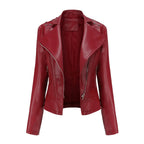 Jaqueta Feminina Slim Estilo Biker com Gola Dobrável e Detalhes Retrô - (Promoção de Inverno 2026)