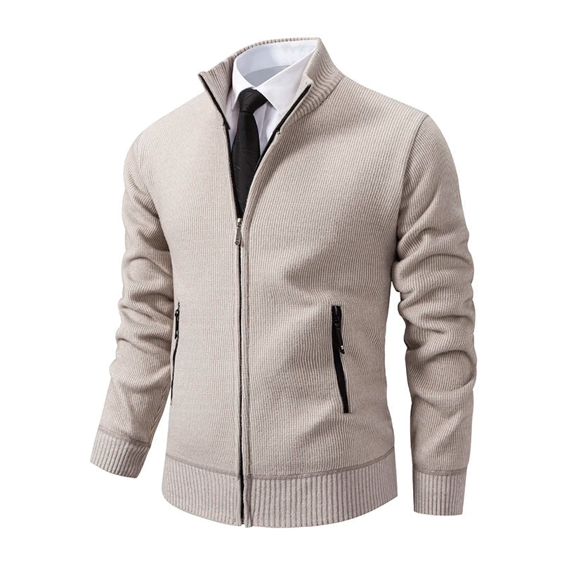 Jaqueta Masculina Cardigan com Gola Dobrável Forro Fleece Estilo Vintage – (Promoção de Inverno 2026)