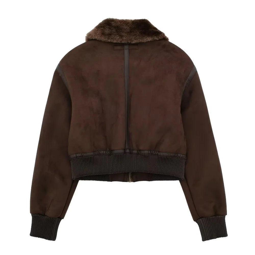 Jaqueta Feminina com Gola Alta Modelagem Solta Dupla Face – (Promoção de Inverno 2026)