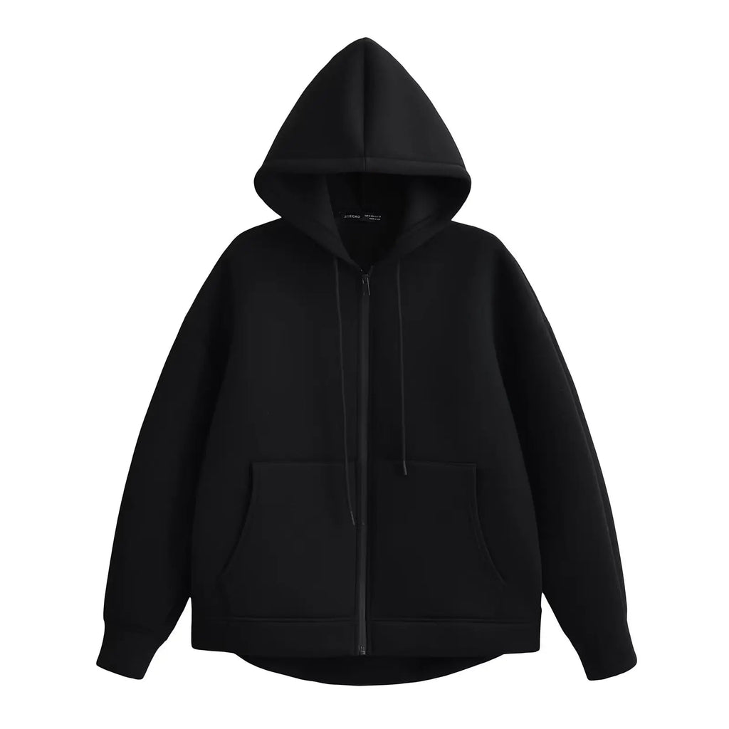 Casaco Feminino com Capuz e Bolsos Oversized