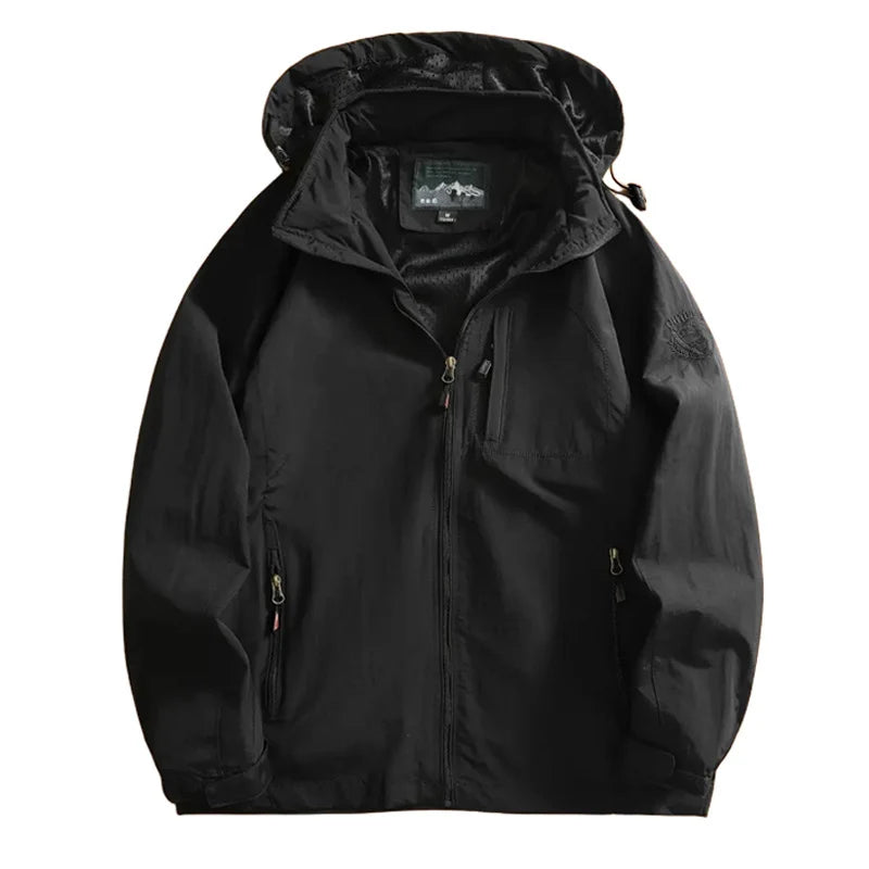 Jaqueta Masculina Impermeável com Capuz Respirável Secagem Rápida – (Promoção de Inverno 2026)