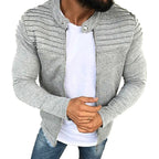 Jaqueta Masculina Slim com Listras, Zíper Frontal Estilo Esportivo – (Promoção de Inverno 2026)