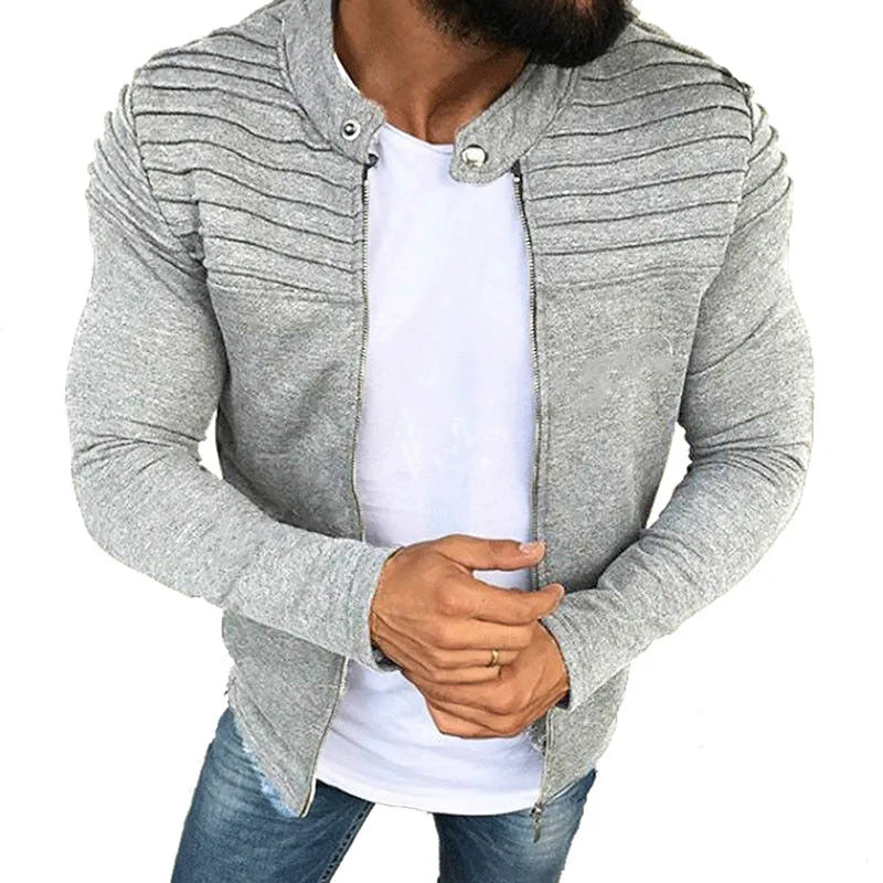 Jaqueta Masculina Slim com Listras, Zíper Frontal Estilo Esportivo – (Promoção de Inverno 2026)