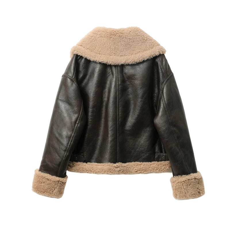 Jaqueta Feminina Curta com Forro Quente Design Dupla Face – (Promoção de Inverno 2026)