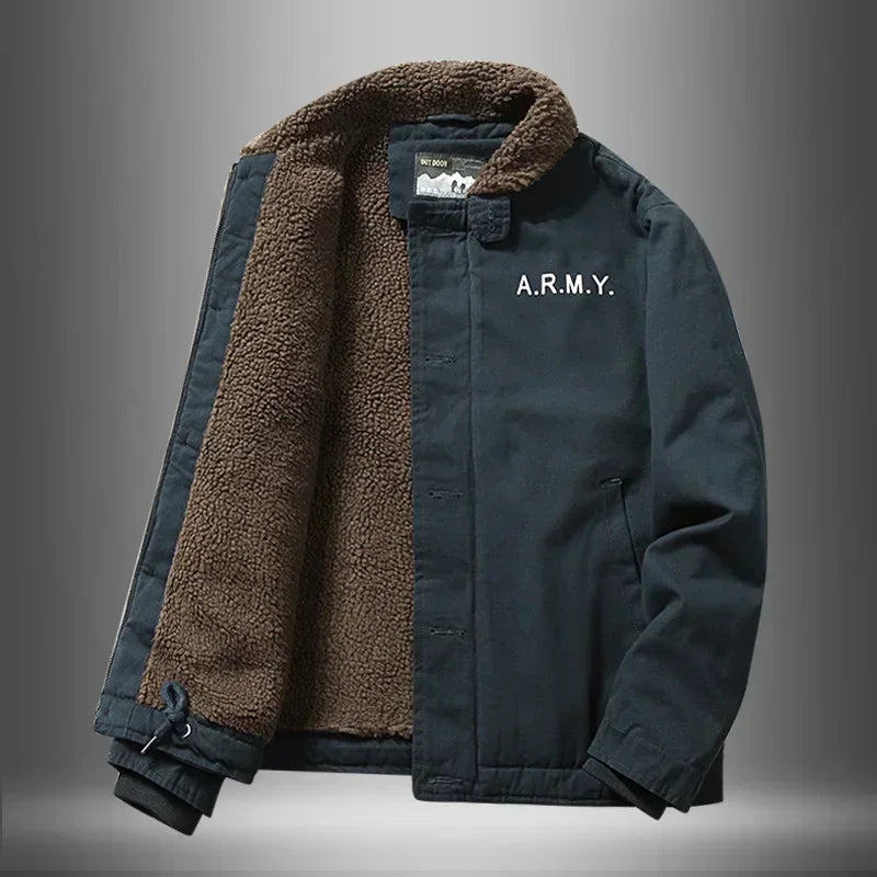 Jaqueta Masculina com Gola de Lã Forro Interno Estilo Casual – (Promoção de Inverno 2026)