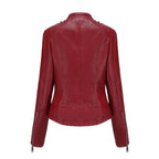 Jaqueta Feminina Slim Estilo Biker com Gola Dobrável e Detalhes Retrô - (Promoção de Inverno 2026)