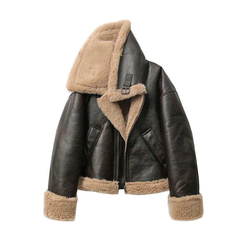 Jaqueta Feminina Curta com Forro Quente Design Dupla Face – (Promoção de Inverno 2026)