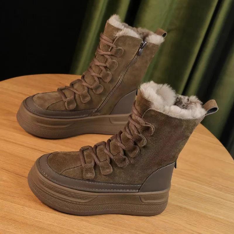 Bota Feminina Para Inverno Cano Médio Impermeável Antiderrapante Forrada com Veludo – (Promoção de Inverno 2026)