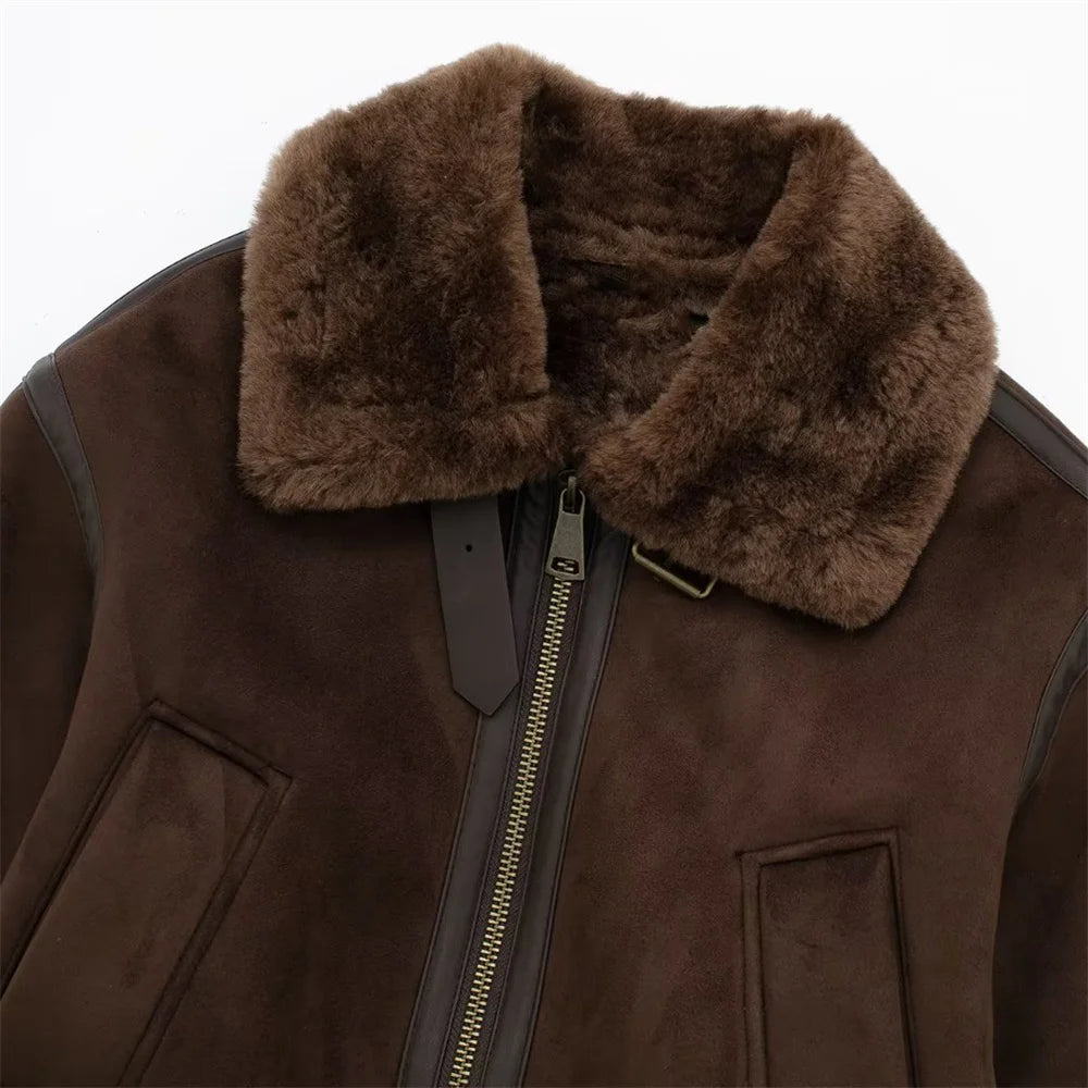 Jaqueta Feminina com Gola Alta Modelagem Solta Dupla Face – (Promoção de Inverno 2026)