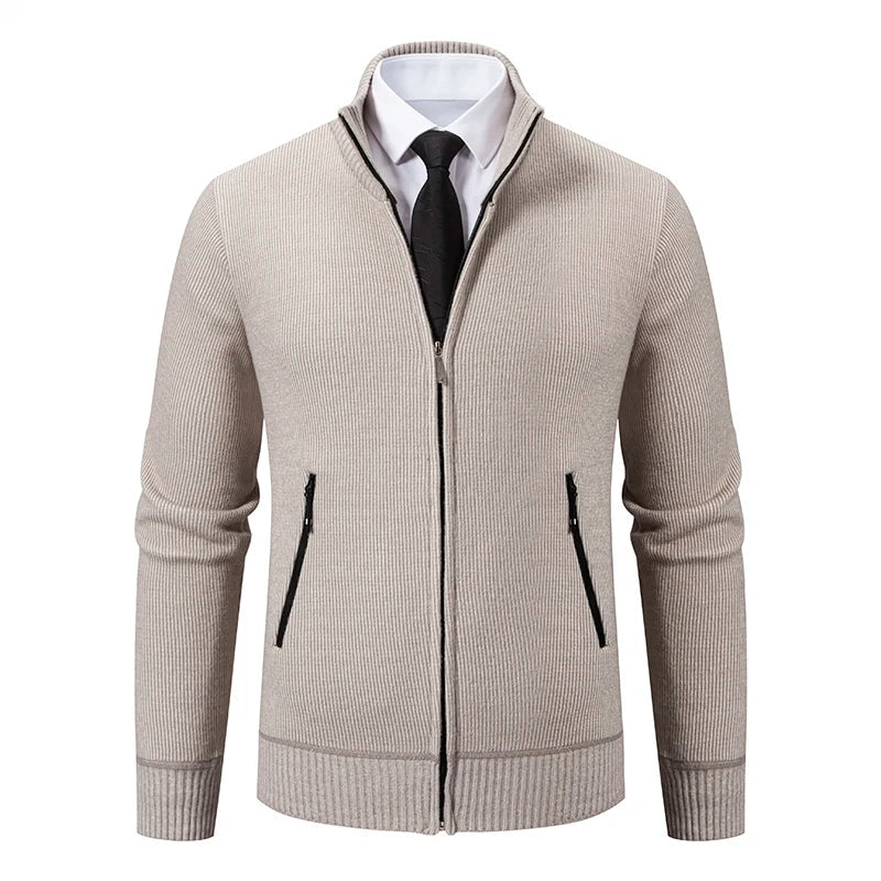 Jaqueta Masculina Cardigan com Gola Dobrável Forro Fleece Estilo Vintage – (Promoção de Inverno 2026)