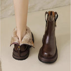 Bota Feminina Vintage com Salto Médio e Forro Design Fashion Solado Grosso – (Promoção de Inverno 2026)