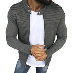 Jaqueta Masculina Slim com Listras, Zíper Frontal Estilo Esportivo – (Promoção de Inverno 2026)