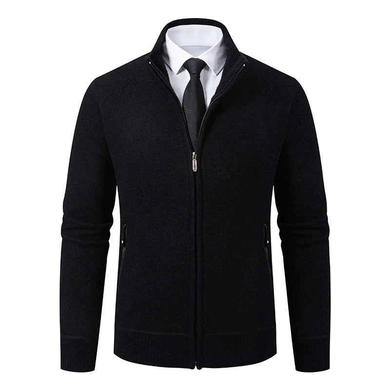 Jaqueta Masculina Cardigan com Gola Dobrável Forro Fleece Estilo Vintage – (Promoção de Inverno 2026)