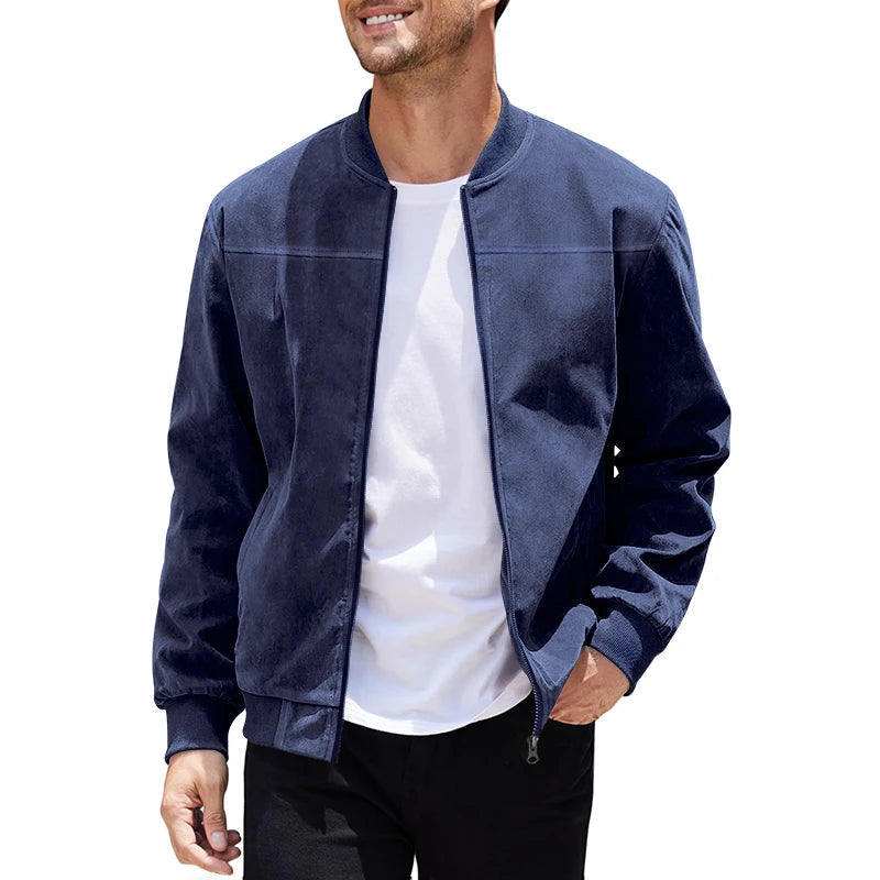 Jaqueta Masculina com Zíper e Gola Alta Casual Retrô – (Promoção de Inverno 2026)
