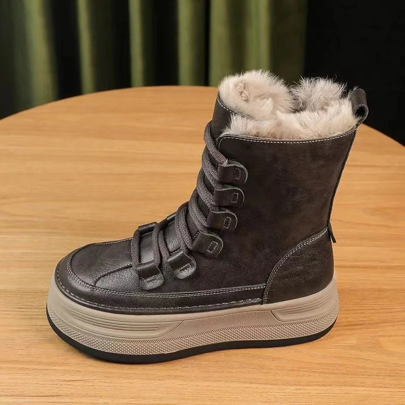 Bota Feminina Para Inverno Cano Médio Impermeável Antiderrapante Forrada com Veludo – (Promoção de Inverno 2026)