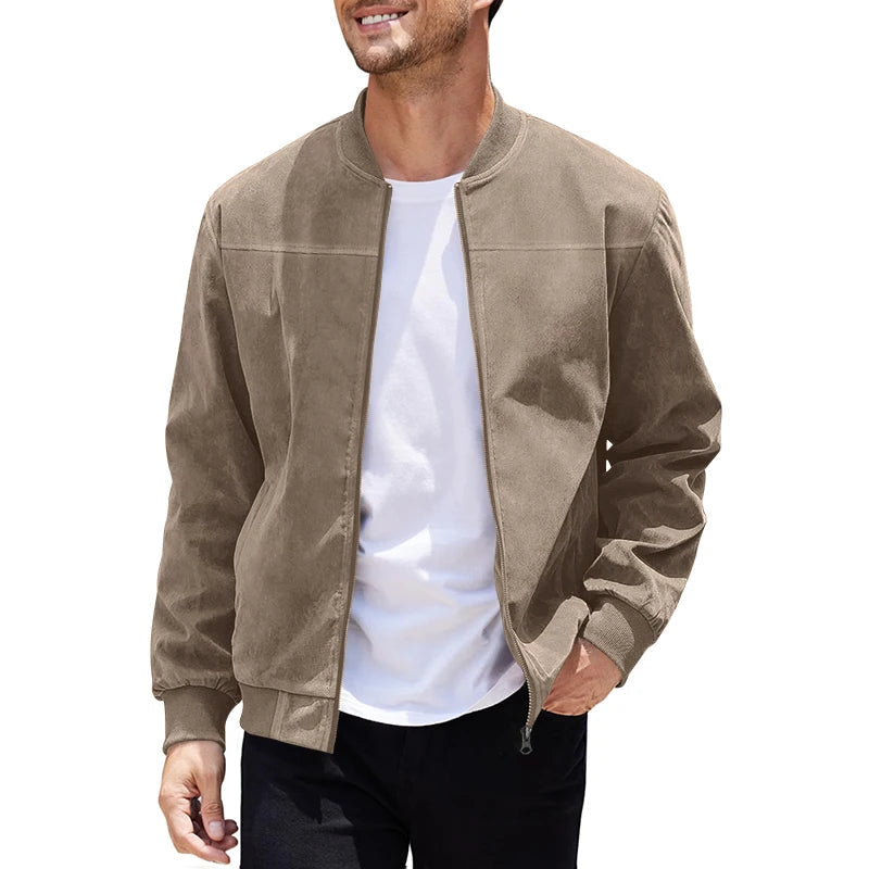Jaqueta Masculina com Zíper e Gola Alta Casual Retrô – (Promoção de Inverno 2026)
